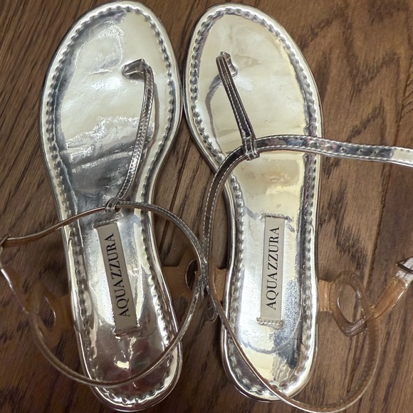 Aquazzura Almost Bare Silver Sandals Sz. 36 - Picture 1 of 3